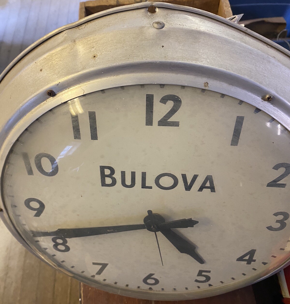 Vintage Pam Clock Bulova Watch Repair Sign Movement Advertising 
