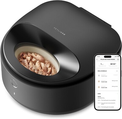 Automatic Cat Feeder Wet Food Dispenser Refrigerated APP WiFi Control - Black