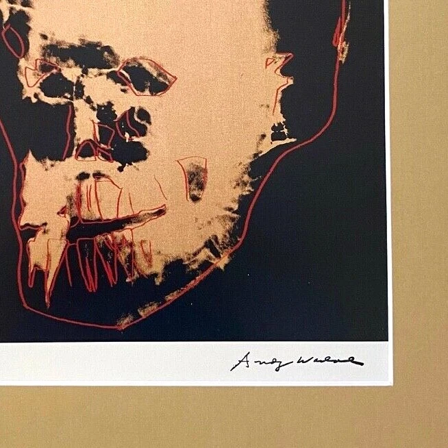 ANDY WARHOL | CALAVERA FIRMADA IMPRESIÓN VINTAGE EN MATE 11X14 | MATE Y ENMARCADO Foto 2 de 2