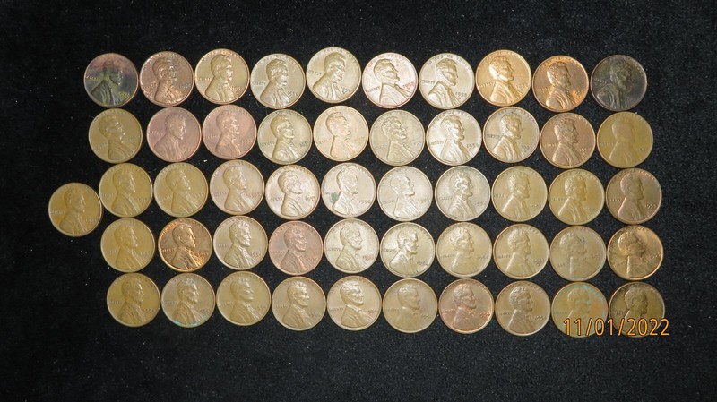 Fifty-One(51) 1950's Lincoln Wheat Pennies