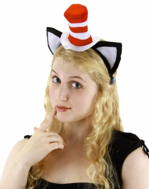 Dr. Seuss Gato en el Sombrero Orejas Disfraz Diadema Niño Adulto Rojo Blanco Econ Mini Foto 2 de 4