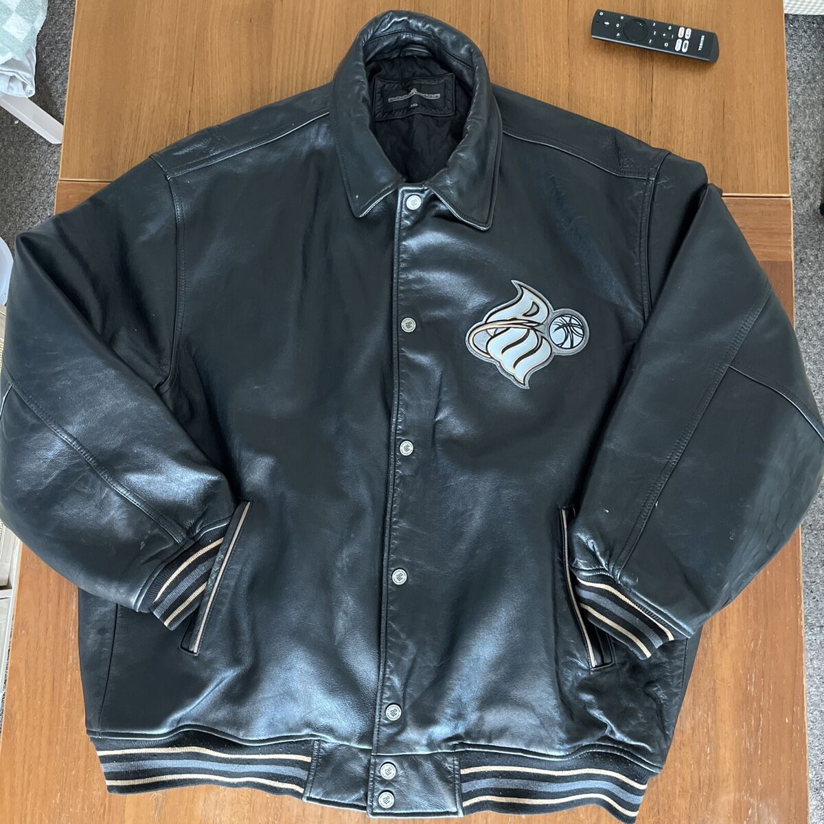 Rocawear Athletic Department leather Bomber Jacket, Black Rocawear Athletic Department leather Bomber Jacket, Black