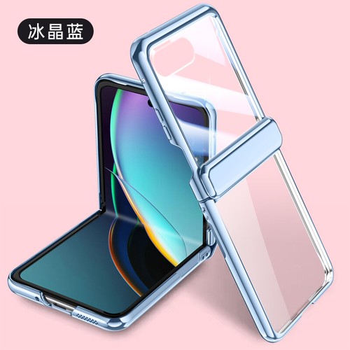 For Motorola Razr 40 Ultra, Luxury Hinge Clear Hard PC Case Cover Glass Film - Picture 13 of 14