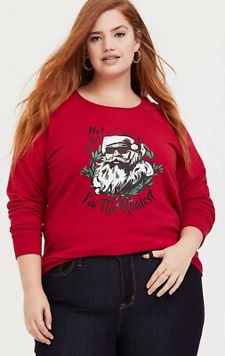 RED FLEECE SANTA HOLIDAY SWEATSHIRT | eBay