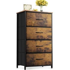 Dresser for Bedroom with 4 Storage Drawers, Small Dresser Chest of Fabric Dra...