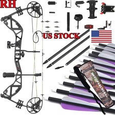 Archery Compound Bow RH 30-70lbs IBO 310 fps Carbon Arrows Set Hunting Shooting