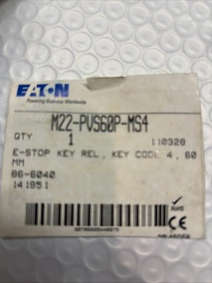 Eaton M22-PVS60P-MS4 Moeller Keyed Emergency Push Button Key Code 4 New Open Box