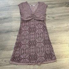 Athleta Dhara Paisley Dress Mauve Purple Medium Tall MT Exclnt Used Condition