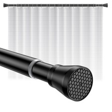Adjustable Heavy Duty Spring Tension Shower Curtain Rod 4577" Matte Black