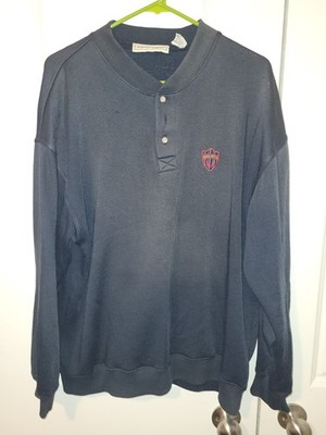 Vintage Bugle Boy Navy Blue Long-Sleeve Henley Sweatshirt Large