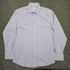 Mizzen Main Shirt Mens XL Blue Gingham Leeward Collection Trim Fit Made USA