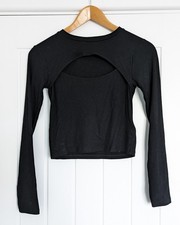Brave Soul - Black Cropped Ribbed Cut-Out Top - Size S
