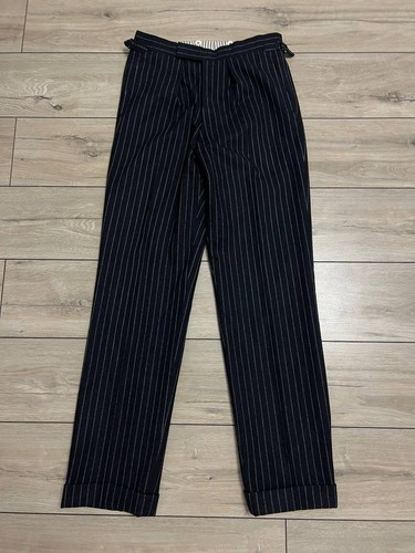 Hackett, Men's Hackett Vintage Gray Striped Pants Wool Suit Dress Trousers 31x34in