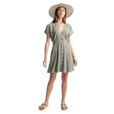 New Quince Vintage Wash Tencel Button Front Dress Olive Size Medium NS684
