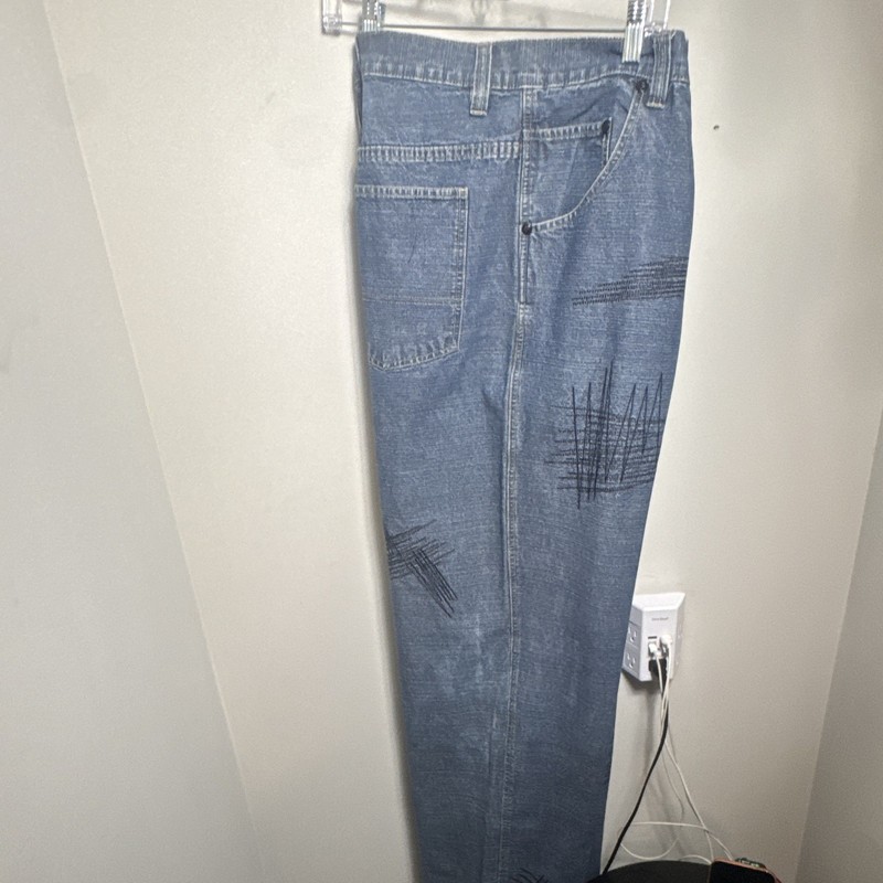 P. MILLER Men's Blue Medium Wash Denim Jeans Regular Fit Straight Leg 5-Pocket
