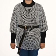 Aluminum Butted Chainmail Hauberk Half Sleeve Round Ring Medieval Shirt for LARP