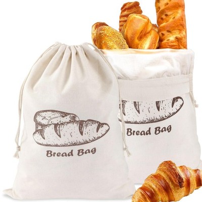 Bread Bag with Inside Lining, 2 Pack Reusable Linen Bread Storage Bags, 11.75...