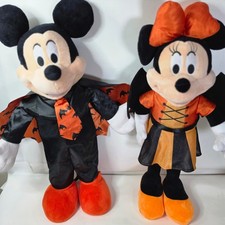 Disney Halloween Porch Greeter Plush Mickey Minnie Vampire Pair 22 Inch Standing