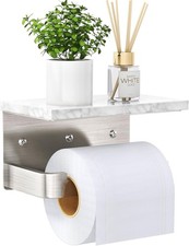 Toilet Paper Holder W/ Marble Shelf Wall Mounted Brushed Nickel