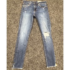 AG Adriano Goldschmied The Legging Ankle Super Skinny Distressed Jeans Blue 27R