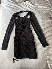 Club L London Women’s Black Size 8 Bodycon Ruched Halter Mini Dress