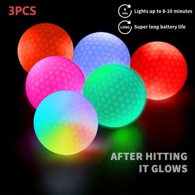 6 PACK LED Light Up Golf Balls Glow in the Dark Golf Balls Luminous Golf Balls