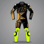 Custom Made 1 Piece Moto GP Style Leather Racing Suit Black Neon CE Armor Gear