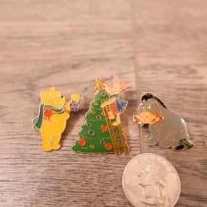 Pooh Piglet Eeyore Tree Star 1998 Enchanted Christmas Disney Pin #30697 Set Lot