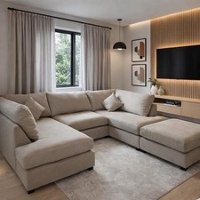 Luxury U Shape Cinema Sofa Bed  Moveable Footstool Modular Sofa