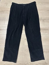Haggar Corduroy Pants Men s Size 38 x 32 Blue Pleated Expandable Waistband