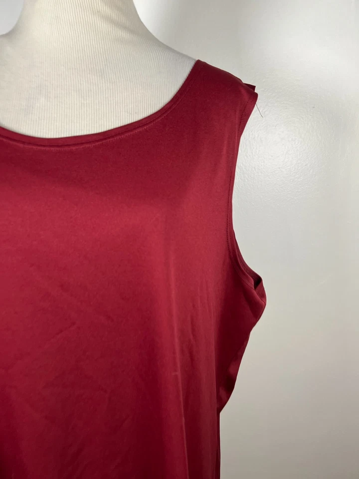 Camiseta sin mangas CJ Banks 3X vino tinto borgoña viaje elástico cuello redondo mujer Y2 Foto 2 de 4