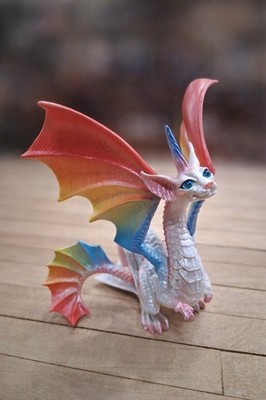 Rainbow Dragon Winged Fantasy Figurine Colorful Myth Decor