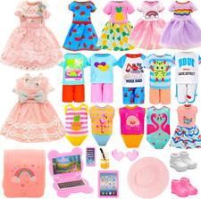 20 Pcs 5.3 Inch Doll Clothes  Accessories Include 5 Dresses 3 Outfits Tops and