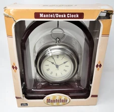 Mantel / Desk Clock Wood Frame w/ Hanging Clock