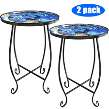 2 Pack Outdoor Side Table, 15 inch high Small Patio Outdoor Table Indoor Folding