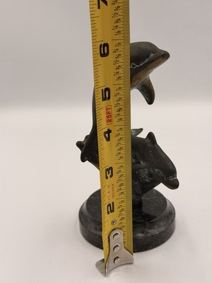 SPI San Pacific International Dolphin & Calf Bronze Marble Base