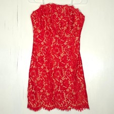Lulus Maci Red Lace Strapless Mini Dress Women's S Boho Coquette