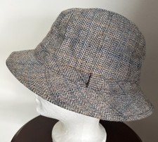Cappello Berretto Vintage Young An Wool Fedora Bucket Uomo Taglia M 7-7 1/8 Grigio Tweed Corea