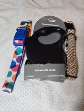 Pet Champion Retractable Dog Leash 16ft with 2x Collar Bundle G