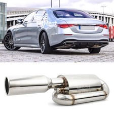 For Mercedes Benz S Class 29" Chrome 2.5" In 4.0" Tip Twin Loop Exhaust Muffler