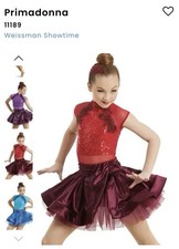 Lot of 11 Weissman Dance Costumes SC, 2 IC, 4 MC, 3 LC, XLC Red Purple Dress