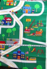 1 yd 100% Cotton Fabric City Streets, Park, Construction, Helicopter & Buildings