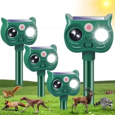4Pack Solar Ultrasonic Animal Repellent, Cat Repeller Outdoor, Waterproof Dee...