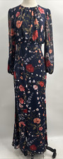 Eliza J Women's Puff Shoulders Semi-Sheer Long Sleeve Floral Maxi Dress Size 4