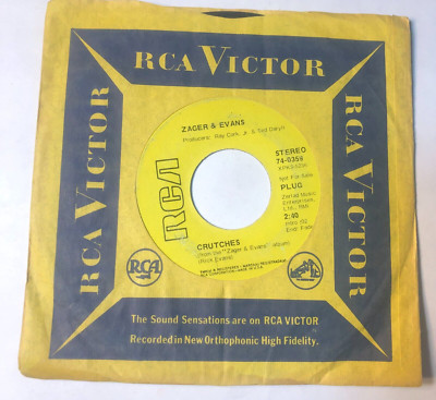 Zager & Evans  7'' Record 45  Promo  Crutches / The Plastic Park