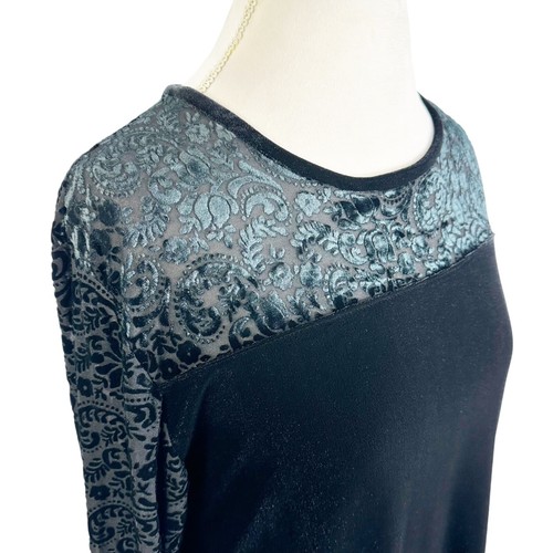 Jacqueline Ferrar Size 14 Black Long Sleeves Velvet Paisley Burnout Dress Party - Picture 4 of 10
