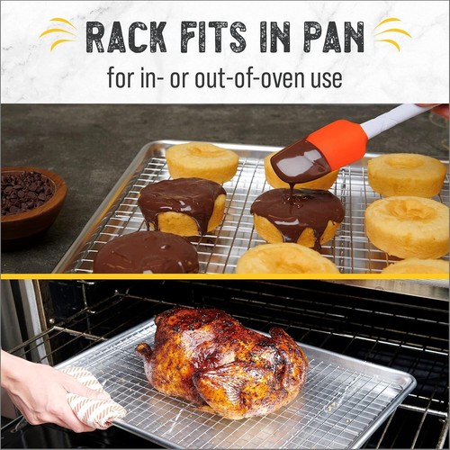 Durable Half Sheet Baking Pan Set with Stainless Steel Cooling Rack - Easy Clean - Picture 6 of 10