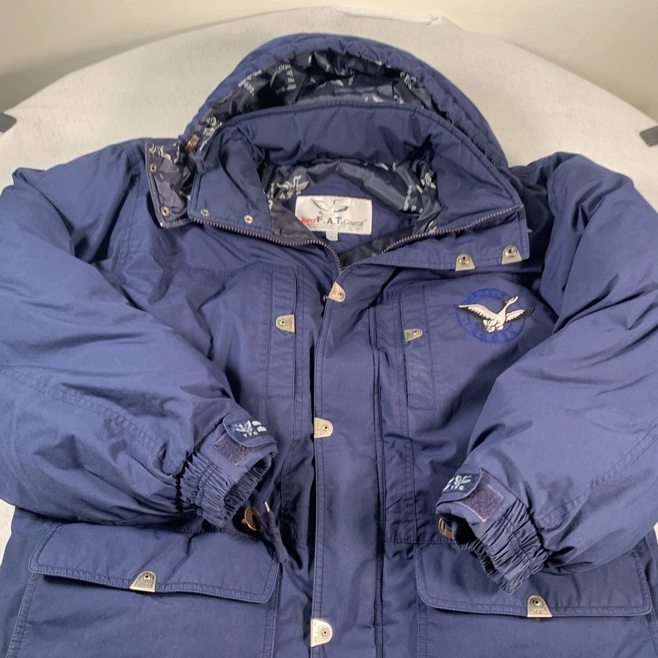 Triple Fat Goose Jacket Mens Large Blue Down Full Zip Vintage Puffer - Image 2 of 4