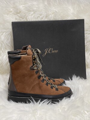 J. CREW High Shaft Lace Up Boots Suede Leather Acorn Brown  display picture 1