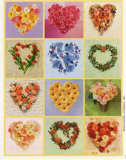 Vintage 1980's Stickers - Hallmark Floral Wreath Hearts Realistic Flowers